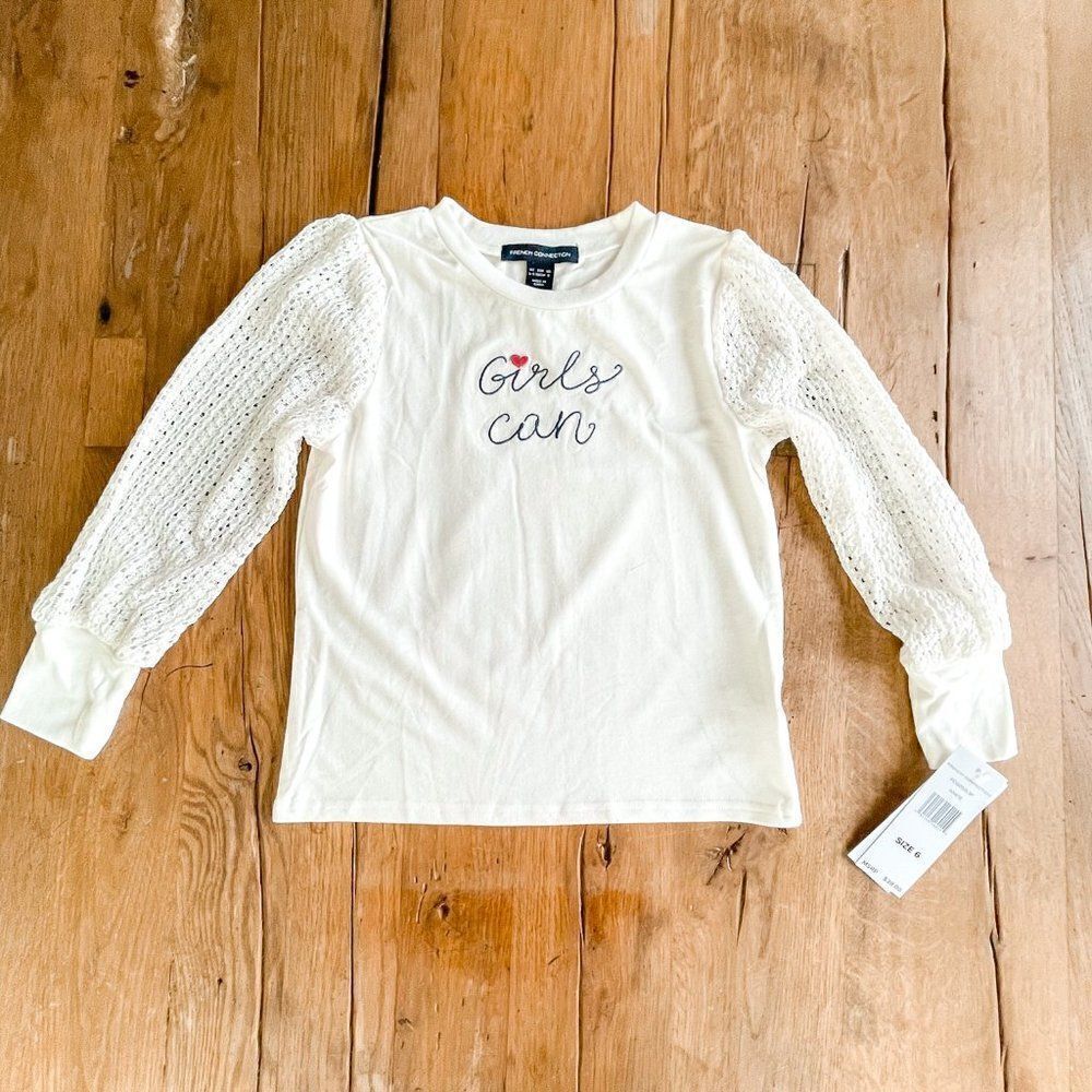 NWT! French Connection "Girls Can" Blouse, Size 6
